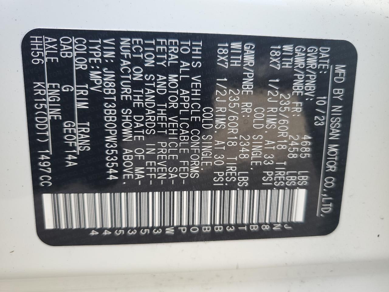 JN8BT3BB0PW353544 NISSAN ROGUE 2023