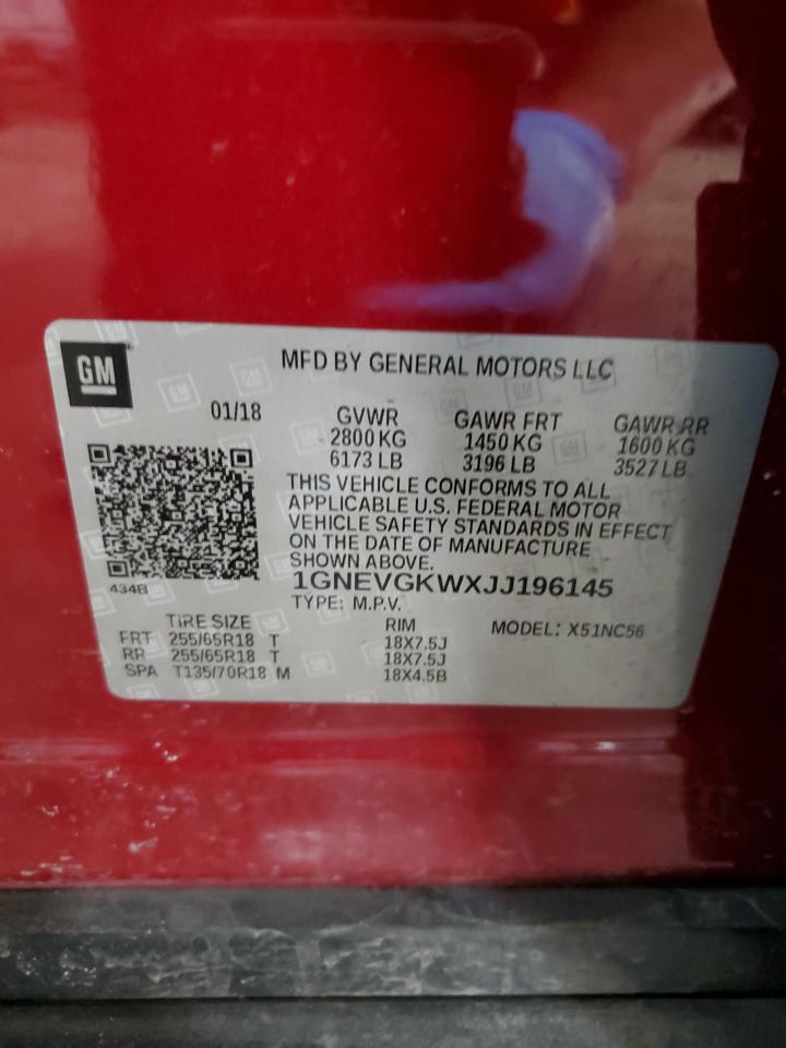 1GNEVGKWXJJ196145 CHEVROLET TRAVERSE 2018