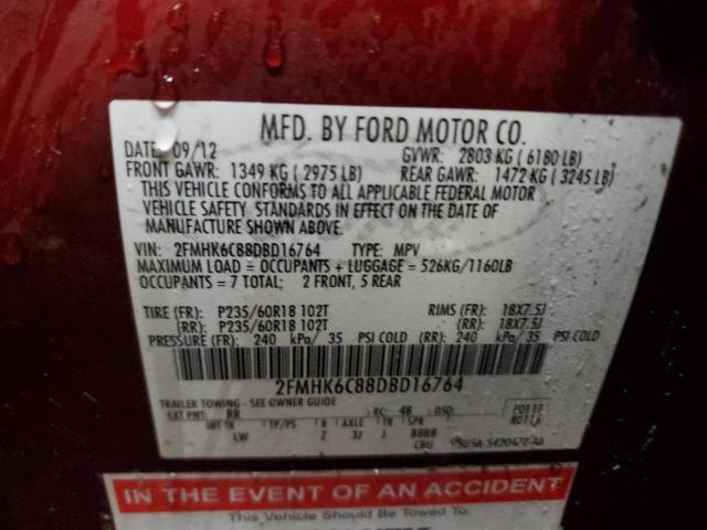 2013 Ford Flex Sel VIN: 2FMHK6C88DBD16764 Lot: 48457764