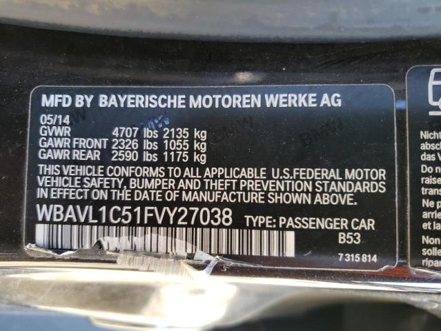 2015 BMW X1 xDrive28I VIN: WBAVL1C51FVY27038 Lot: 48472274