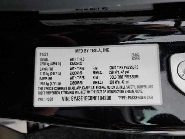 2022 Tesla Model 3 VIN: 5YJ3E1EC0NF104200 Lot: 45183744