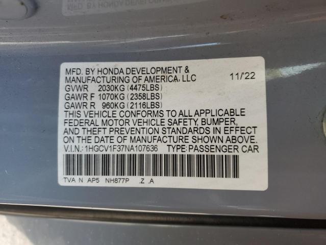 2022 HONDA ACCORD SPO 1HGCV1F37NA107636  47925254