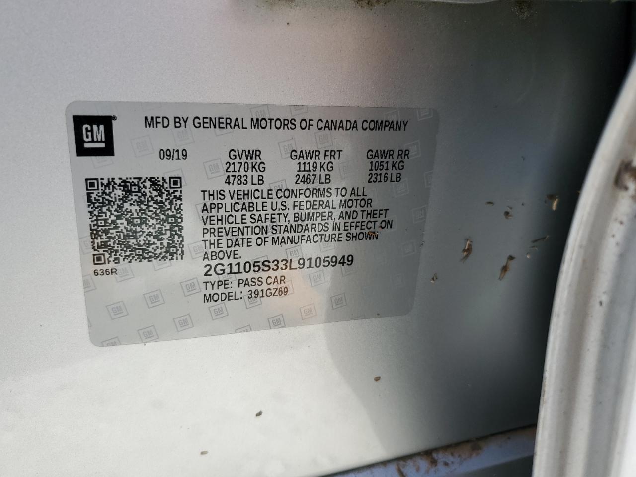 2G1105S33L9105949 CHEVROLET IMPALA 2020