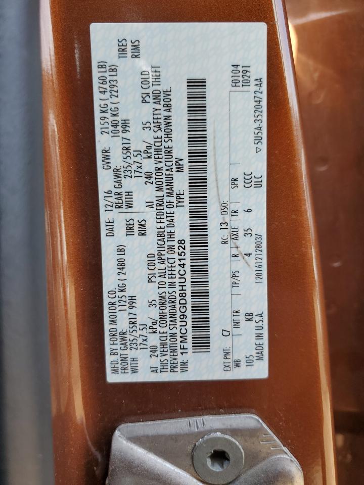 1FMCU9GD8HUC41528 FORD ESCAPE 2017