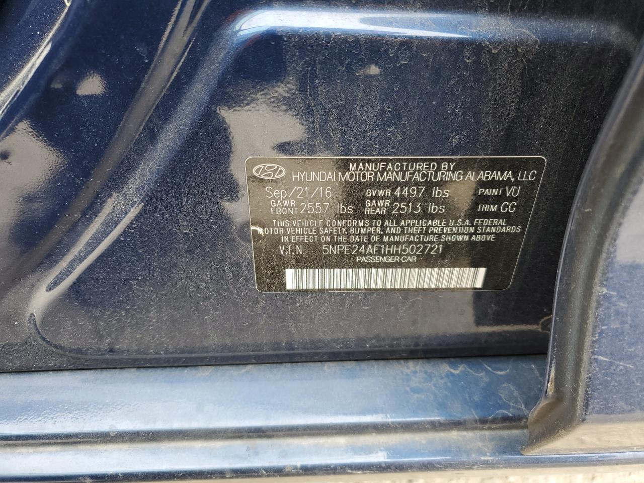 5NPE24AF1HH502721 2017 Hyundai Sonata Se