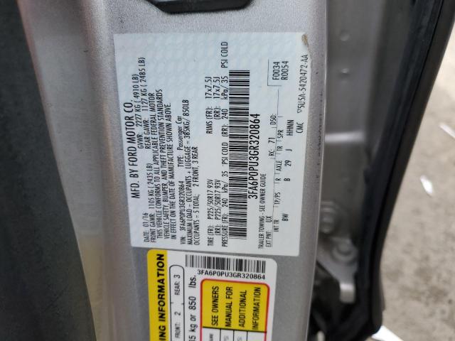 2016 Ford Fusion Se Phev VIN: 3FA6P0PU3GR320864 Lot: 48293734