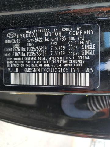 2016 HYUNDAI SANTA FE S - KM8SNDHF0GU136105