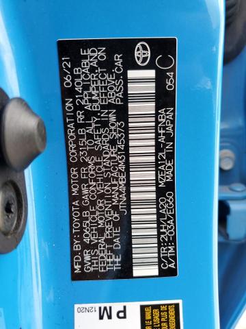 2021 TOYOTA COROLLA XS JTNA4MBE4M3145373