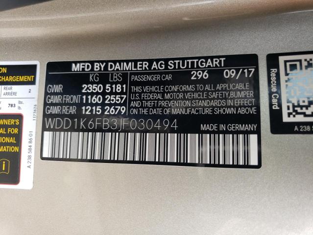 2018 MERCEDES-BENZ E 400 - WDD1K6FB3JF030494