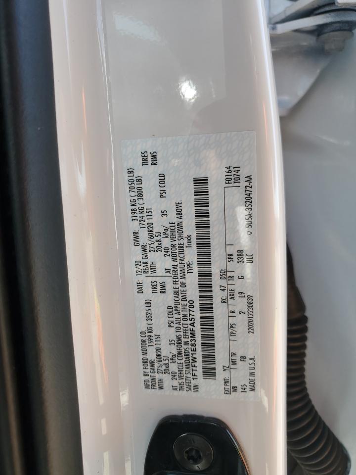 1FTFW1E83MFA57700 FORD F-150 2021