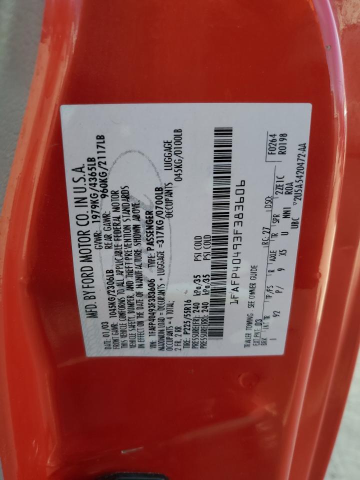 1FAFP40493F383606 2003 Ford Mustang