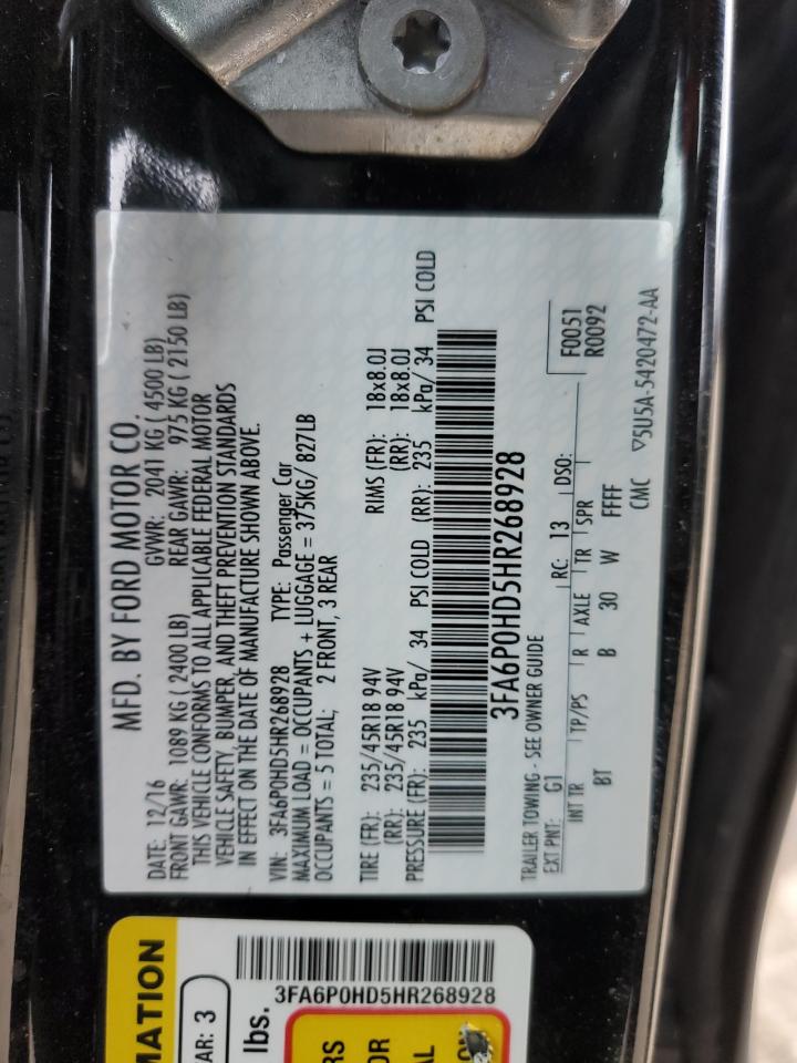 3FA6P0HD5HR268928 FORD FUSION 2017