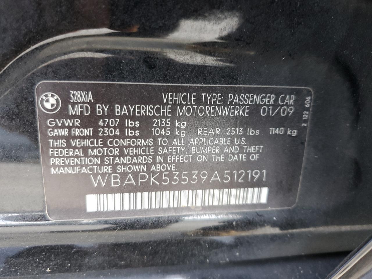 WBAPK53539A512191 2009 BMW 328 Xi Sulev