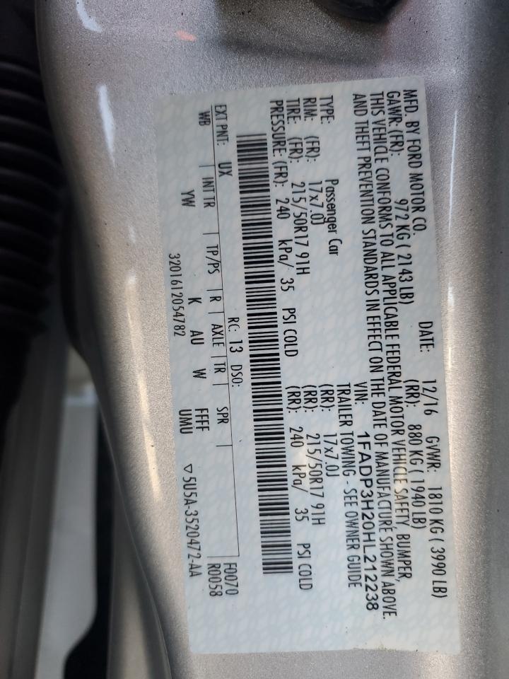1FADP3H20HL212238 FORD FOCUS 2017
