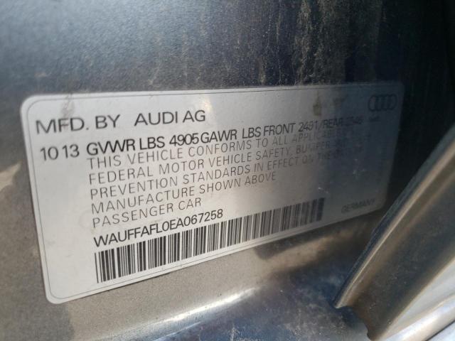 2014 Audi A4 Premium Plus VIN: WAUFFAFL0EA067258 Lot: 43436314