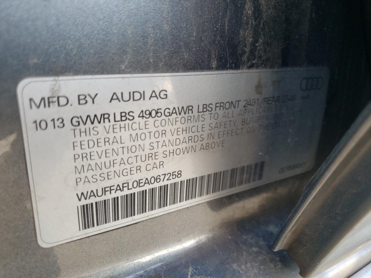 WAUFFAFL0EA067258 2014 Audi A4 Premium Plus