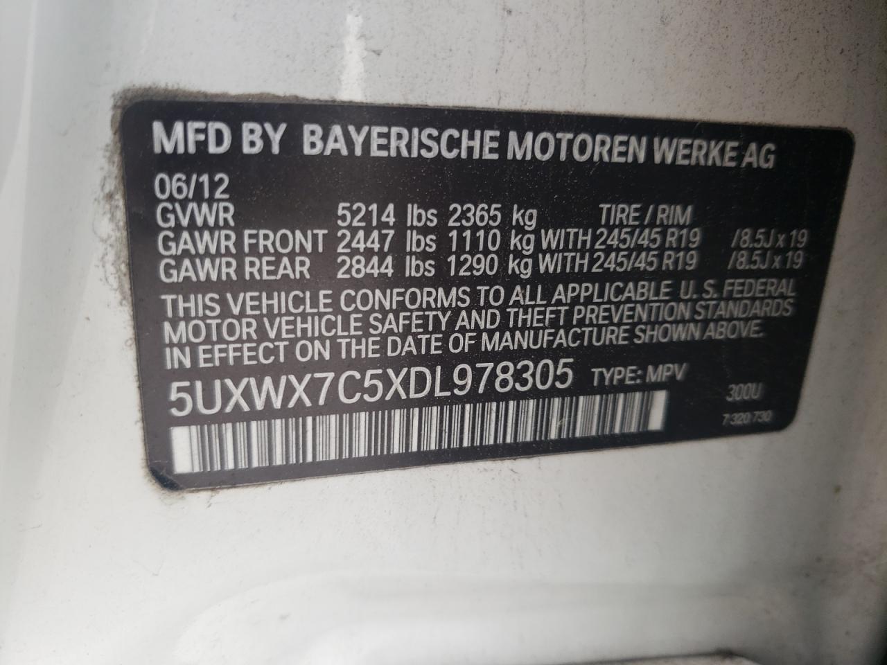 5UXWX7C5XDL978305 2013 BMW X3 xDrive35I