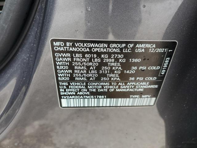 2022 VOLKSWAGEN ATLAS SEL - 1V2AR2CA7NC517861