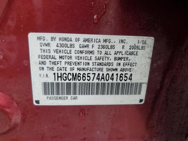 1HGCM66574A041654 | 2004 Honda accord ex