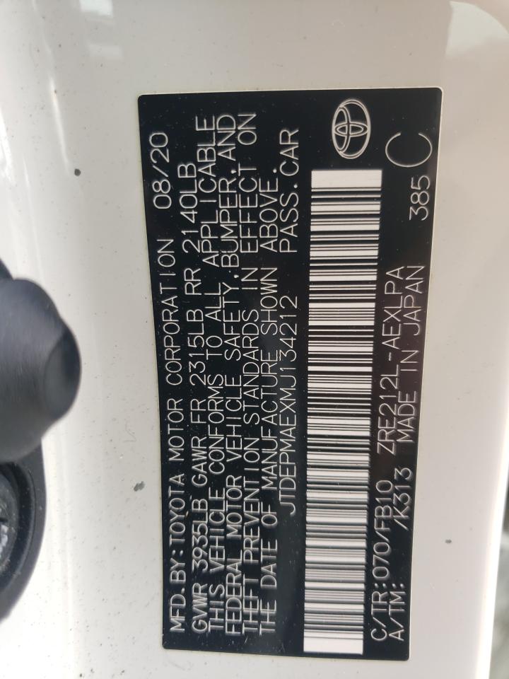 JTDEPMAEXMJ134212 TOYOTA COROLLA 2021