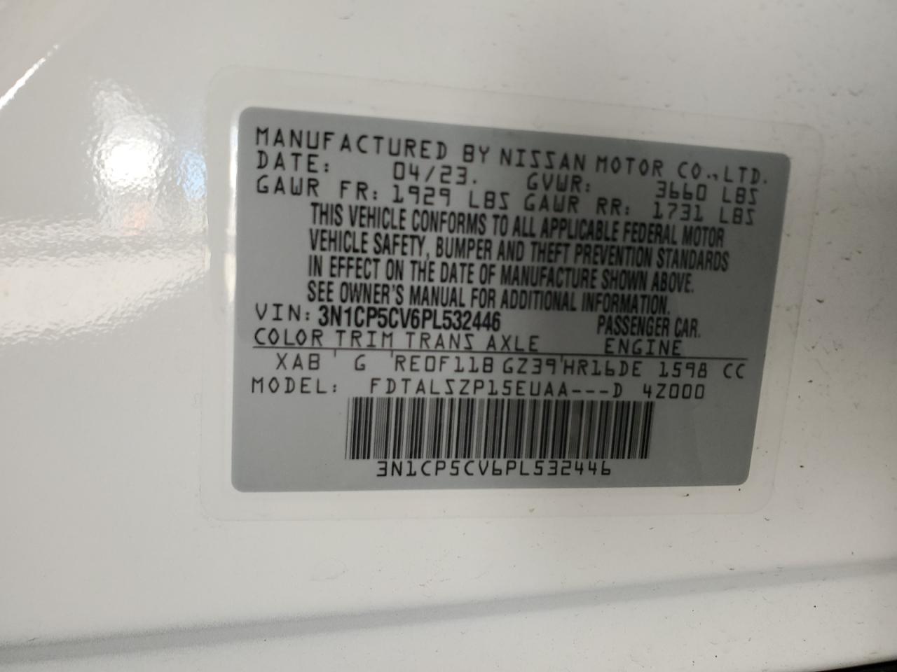 3N1CP5CV6PL532446 NISSAN KICKS 2023
