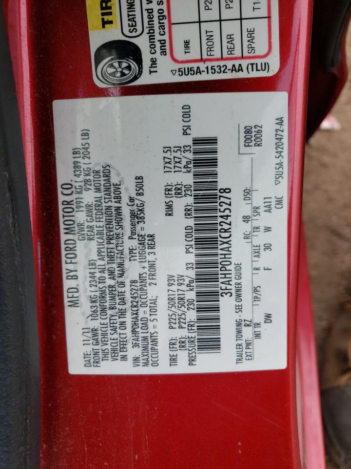 3FAHP0HAXCR245278 2012 Ford Fusion Se