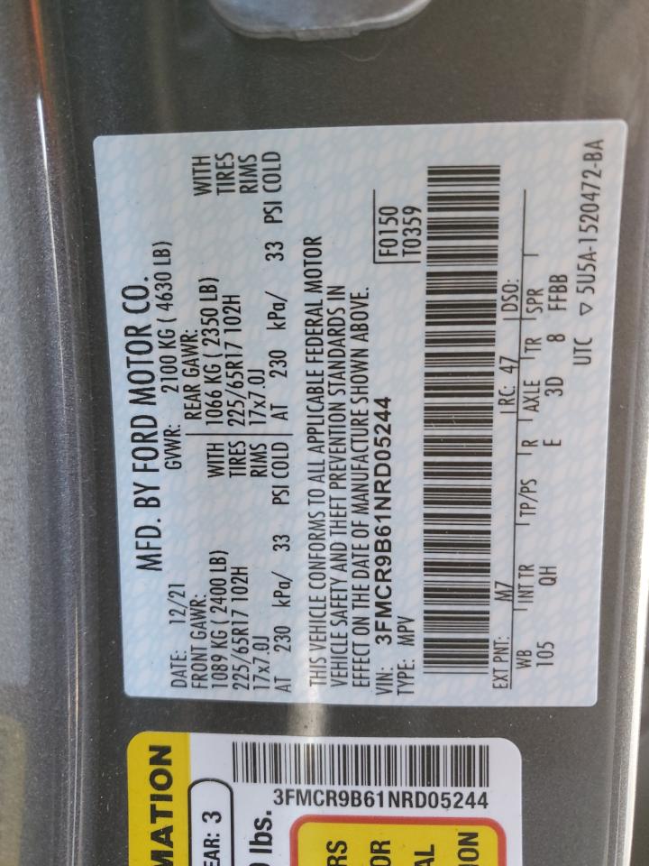 3FMCR9B61NRD05244 FORD BRONCO 2022