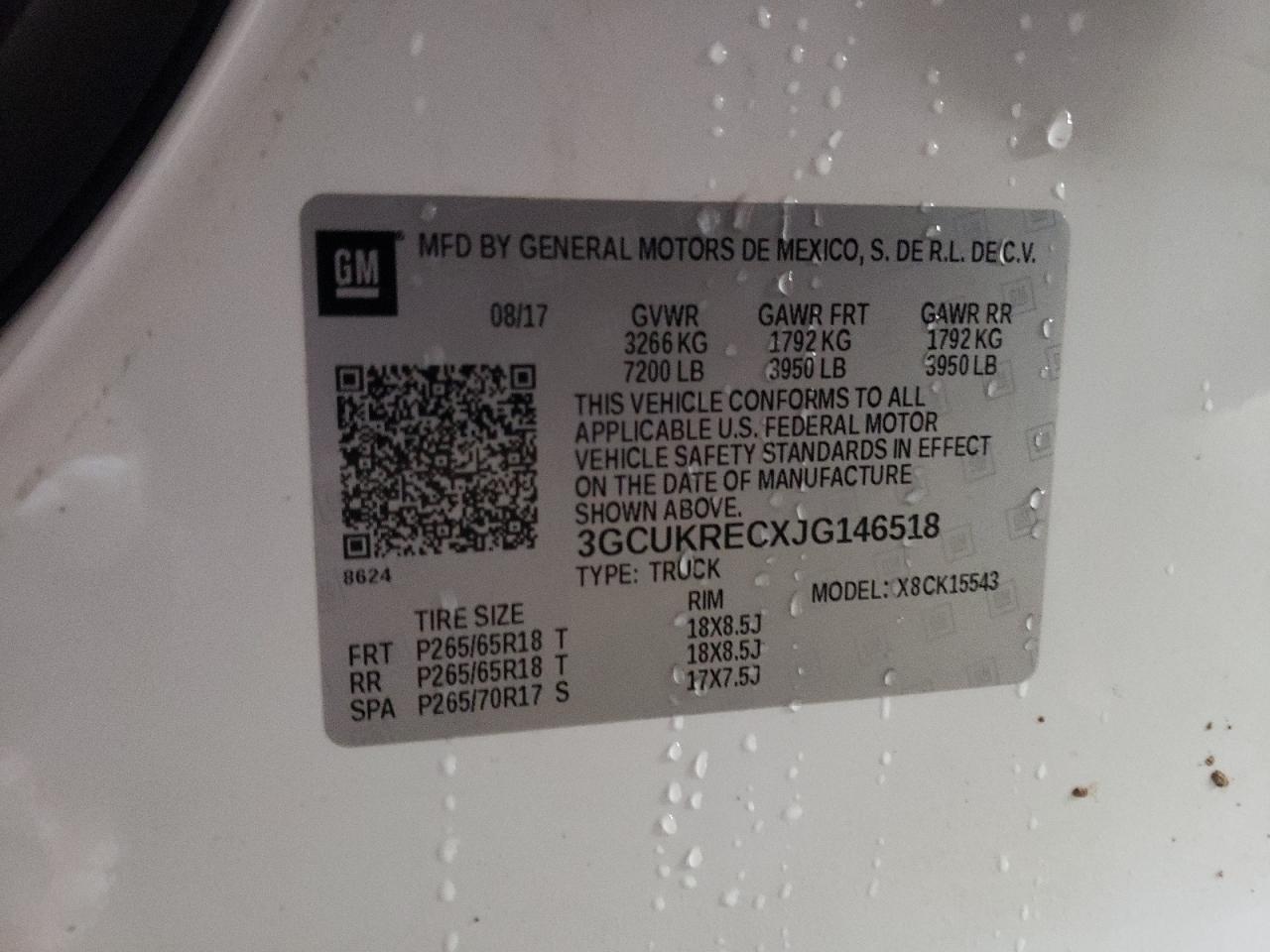3GCUKRECXJG146518 CHEVROLET ALL Models 2018