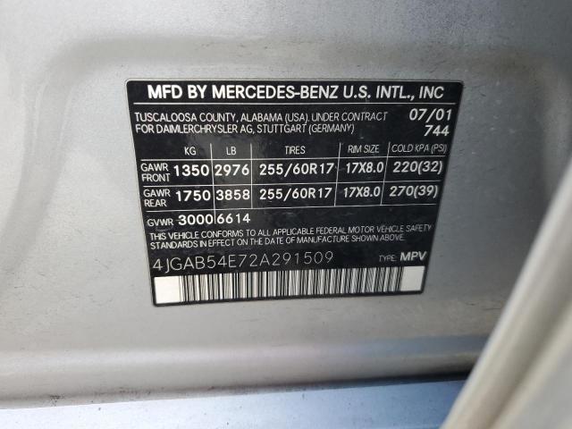 2002 Mercedes-Benz Ml 320 VIN: 4JGAB54E72A291509 Lot: 48945844