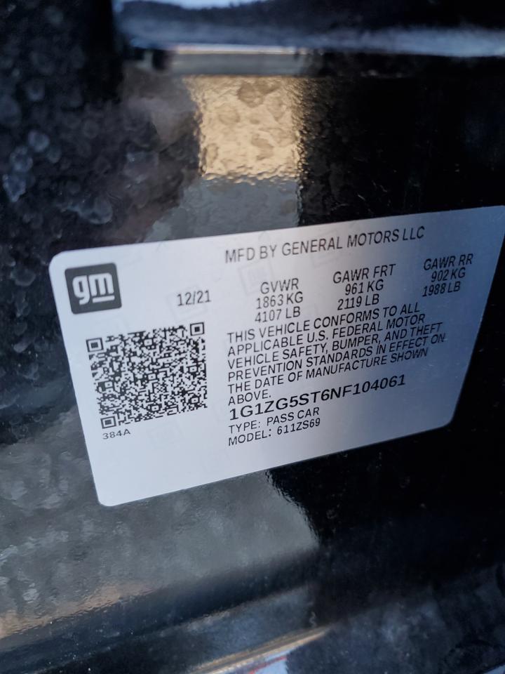 1G1ZG5ST6NF104061 CHEVROLET MALIBU 2022