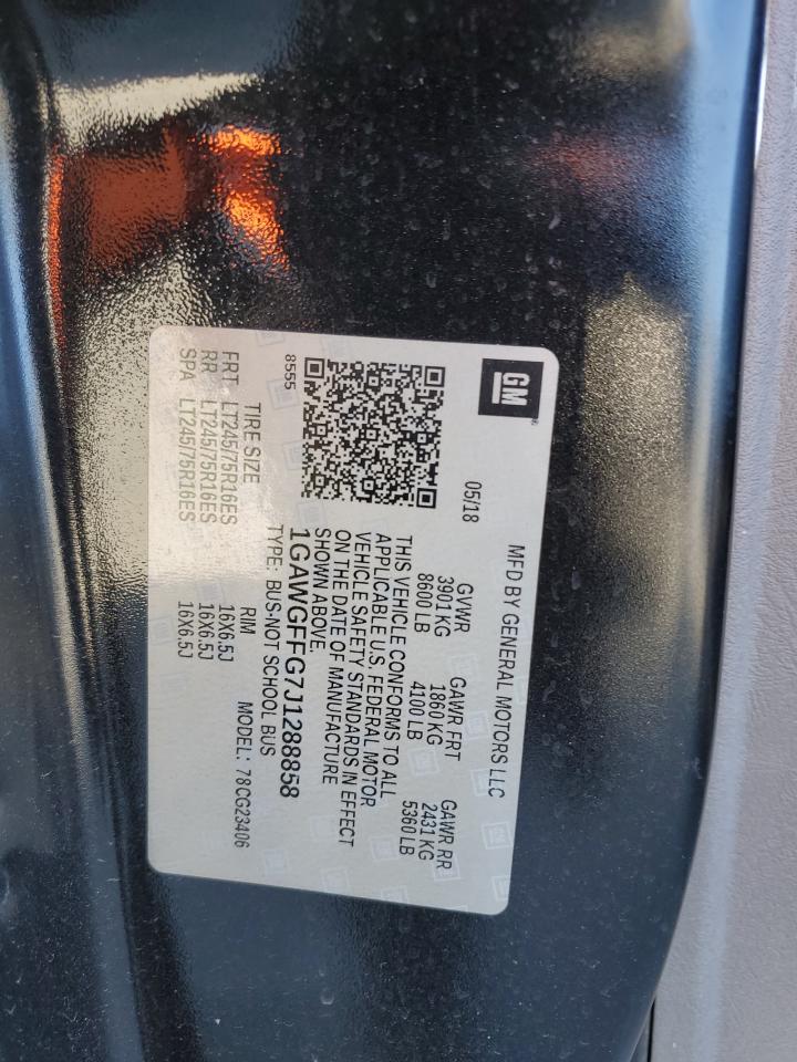 1GAWGFFG7J1288858 2018 Chevrolet Express G2500 Lt