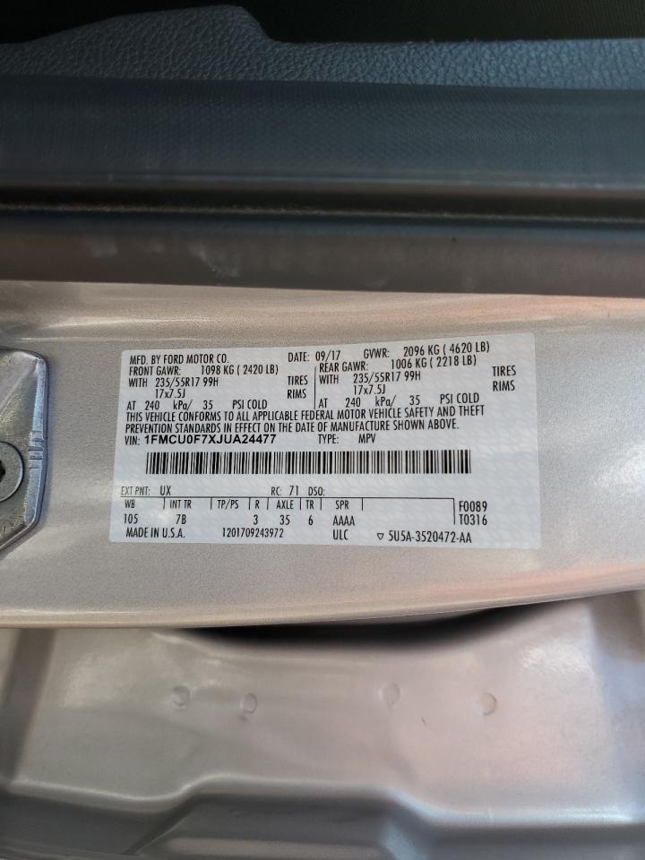 1FMCU0F7XJUA24477 FORD ESCAPE 2018