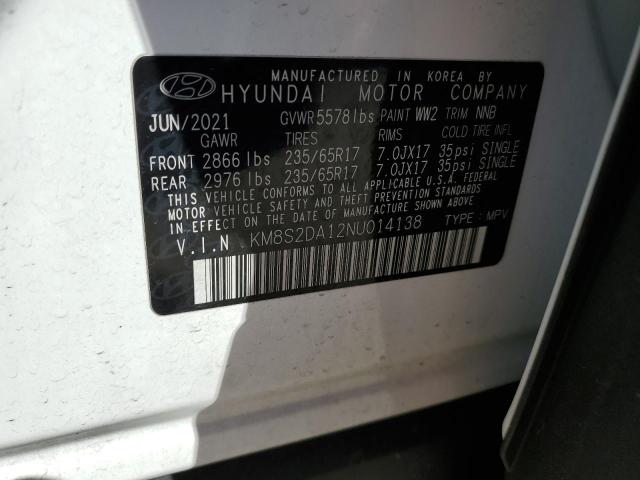 2022 HYUNDAI SANTA FE B KM8S2DA12NU014138