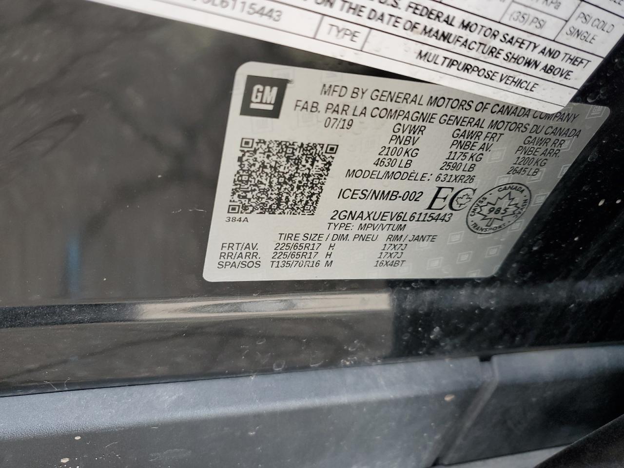 2GNAXUEV6L6115443 CHEVROLET EQUINOX 2020