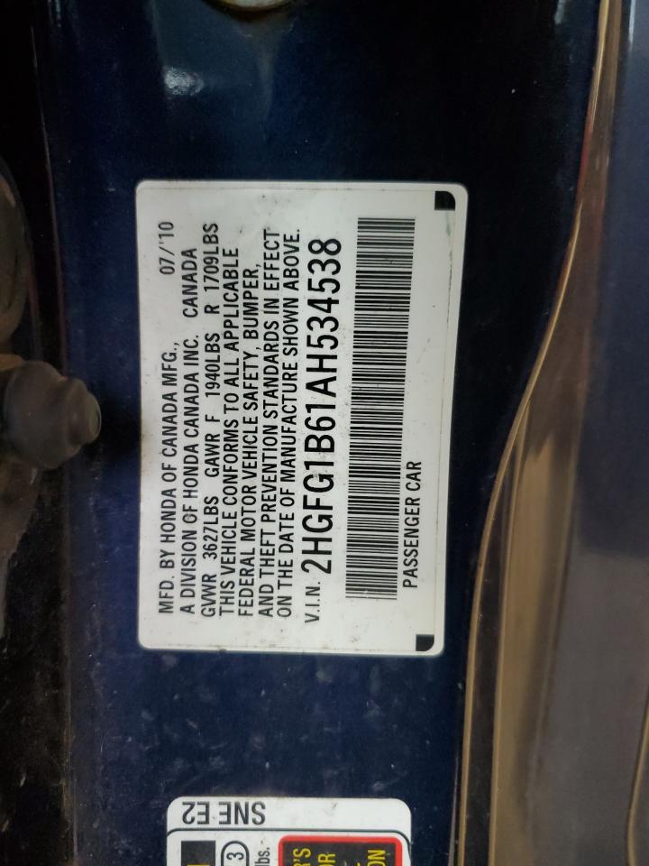 2HGFG1B61AH534538 2010 Honda Civic Lx