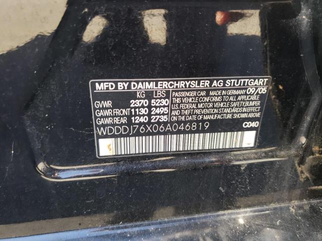 2006 Mercedes-Benz Cls 55 Amg VIN: WDDDJ76X06A046819 Lot: 46804734