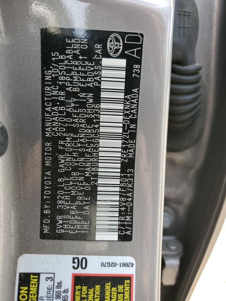 2T1BURHE5GC541336 TOYOTA COROLLA 2016