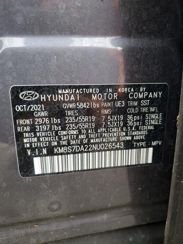 KM8S7DA22NU026543 HYUNDAI SANTA FE 2022