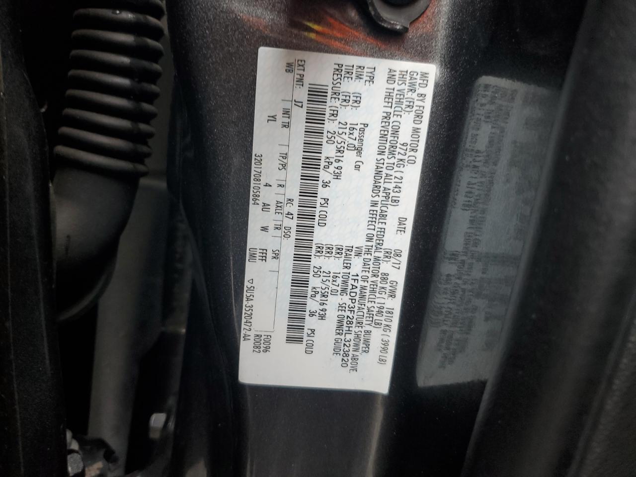 1FADP3F28HL323820 FORD FOCUS 2017