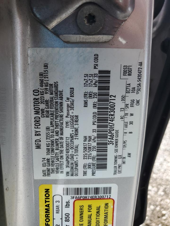 3FA6P0H74ER300712 2014 Ford Fusion Se