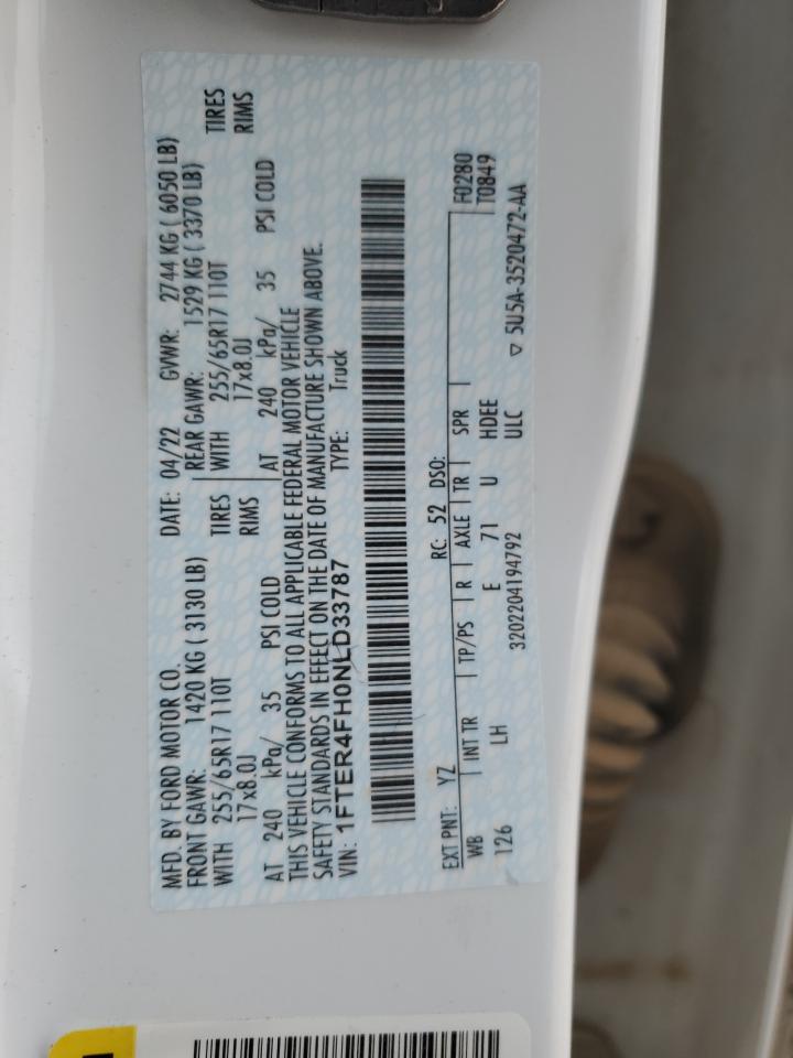 1FTER4FH0NLD33787 FORD RANGER 2022