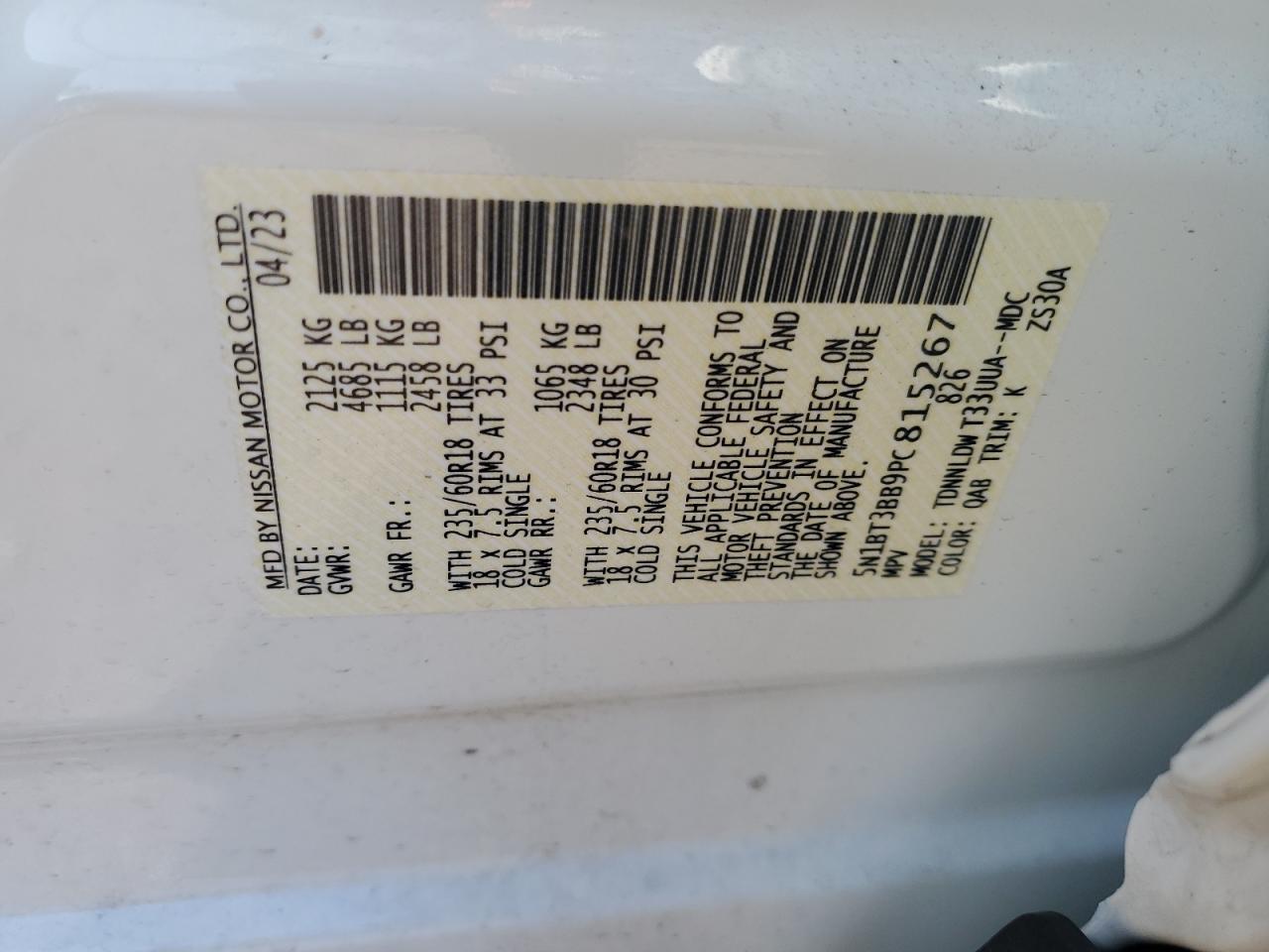 5N1BT3BB9PC815267 NISSAN ROGUE 2023