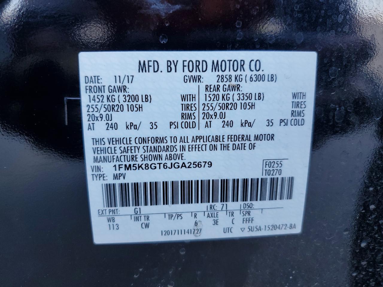 1FM5K8GT6JGA25679 FORD EXPLORER 2018