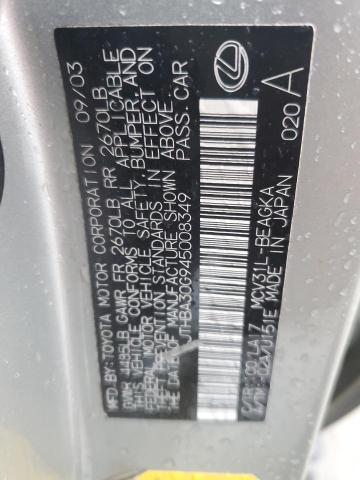 2004 Lexus Es 330 VIN: JTHBA30G945008349 Lot: 45885894