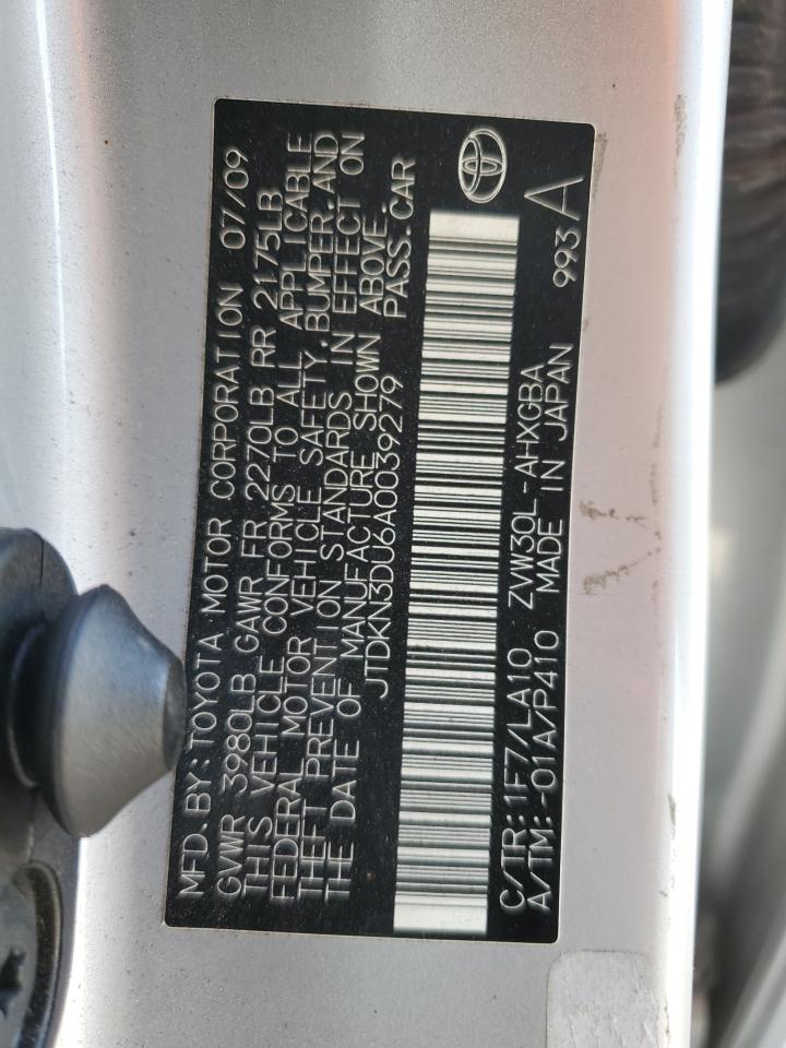 JTDKN3DU6A0039279 2010 Toyota Prius