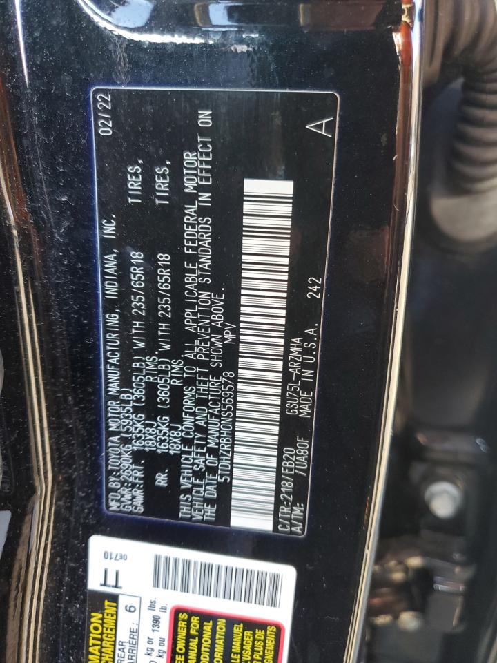 5TDHZRBH0NS569578 TOYOTA HIGHLANDER 2022