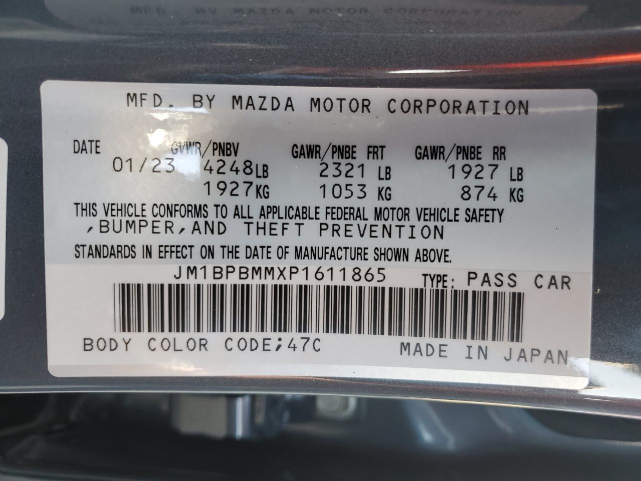 JM1BPBMMXP1611865 2023 Mazda 3 Premium