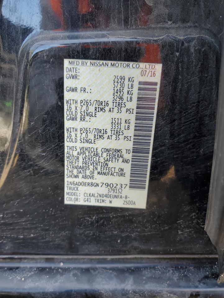 1N6AD0ER8GN790237 NISSAN FRONTIER 2016