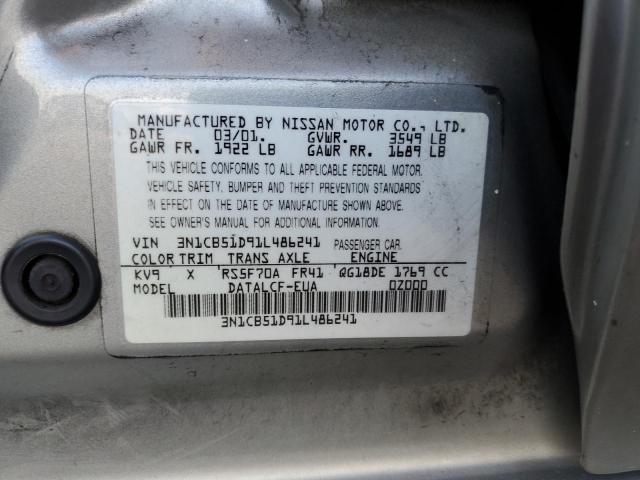 2001 Nissan Sentra Xe VIN: 3N1CB51D91L486241 Lot: 45779544