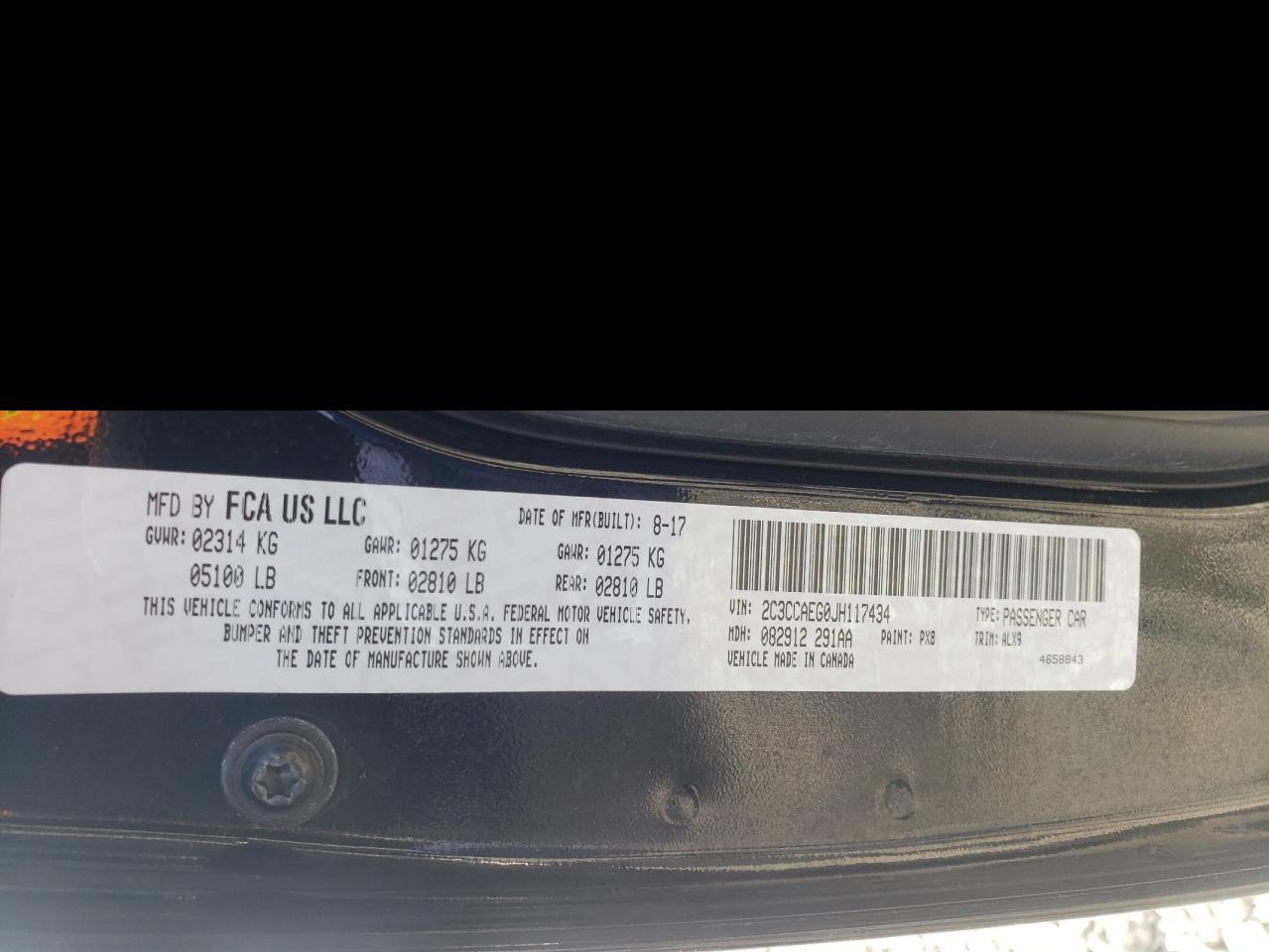 2C3CCAEG0JH117434 2018 Chrysler 300 Limited